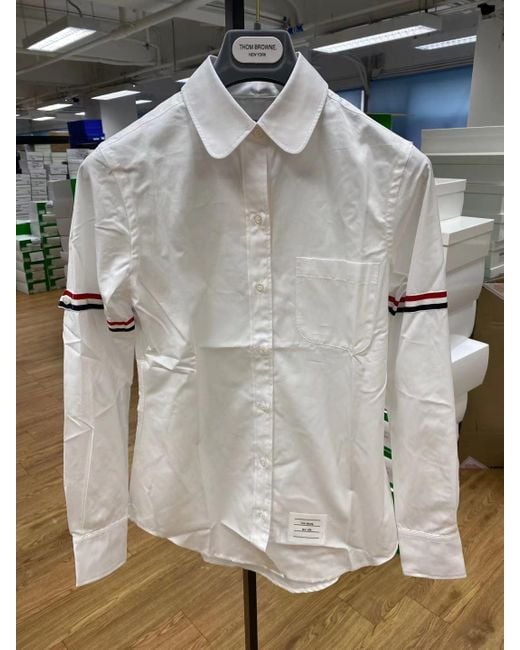 Thom Browne White Rwb Striped Buttoned Shirt