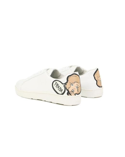 Prada Natural Logo-Lacing Casual Sneakers