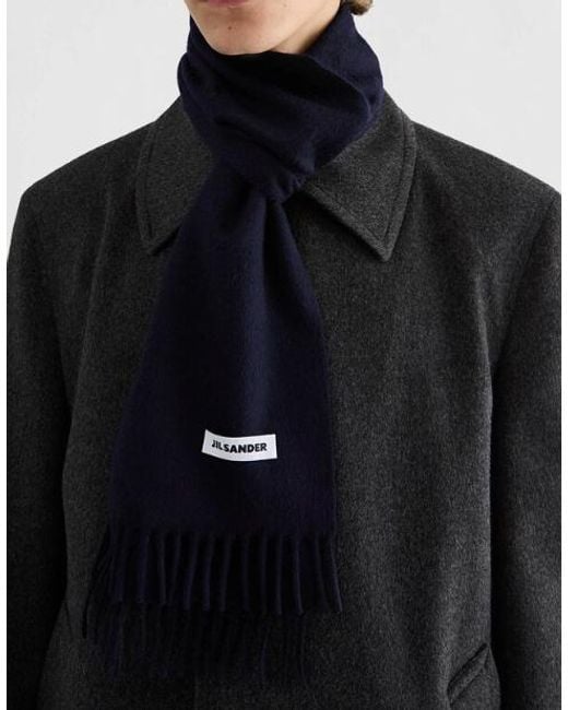 Jil Sander Blue Slim Wool Scarf for men
