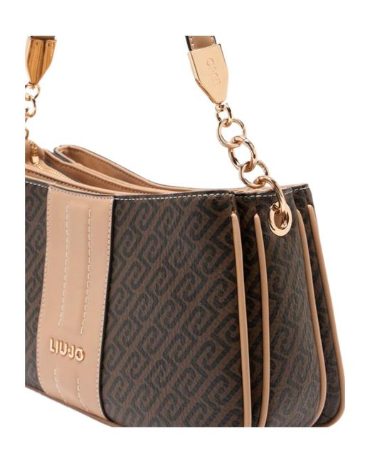 Liu Jo Brown Monogram Detachable Shoulder Bag