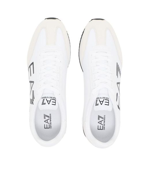 EA7 Blue Logo-Print Panelled Sneakers for men