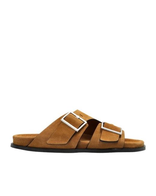 Alohas Brown Alba Open-Toe Flat Sandals