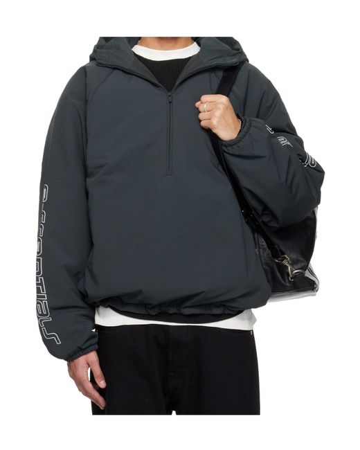 Fear Of God Gray Hooded Half-Zip Jacket for men