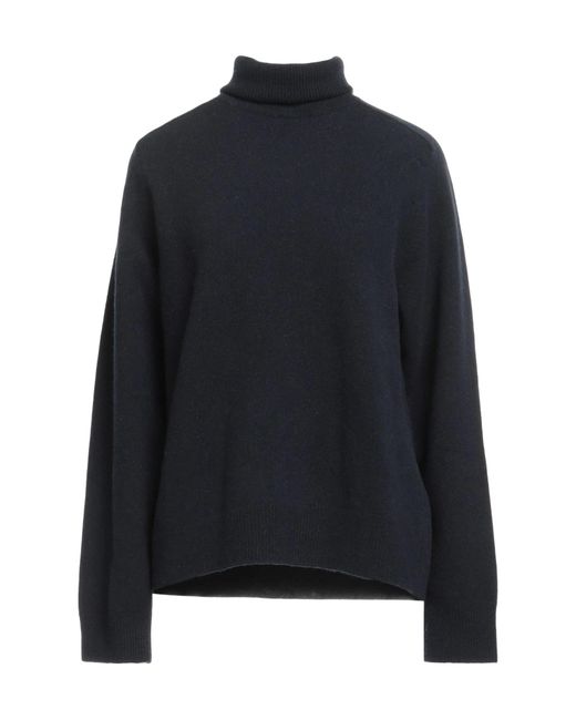 Maison Margiela Blue Solid Color Wool Turtleneck Sweater