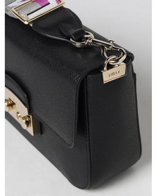 Furla Black Flip Stitch Detail Shoulder Bag