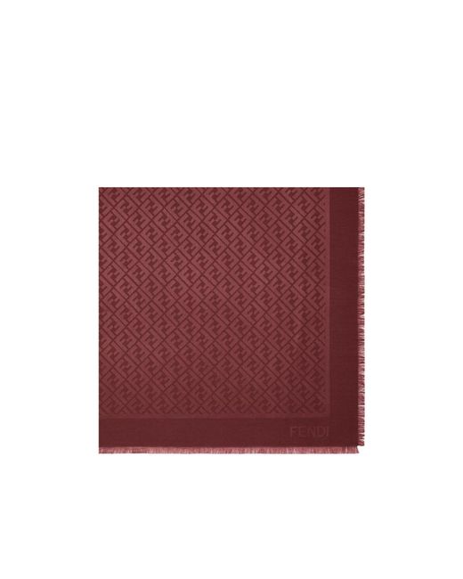 Fendi Red Ff Jacquard Frayed-Edge Scarf
