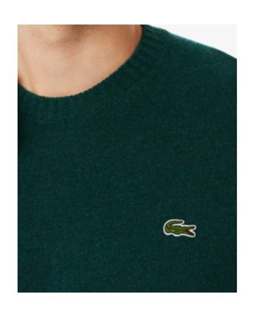 Lacoste Green Logo Patch Ribbed Crewneck Jumper for men