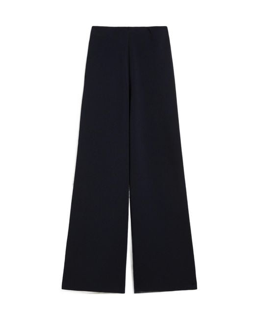 Max Mara Blue Knit Wide-Leg Trousers