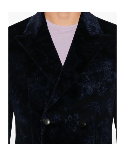 Etro Black Double-Breasted Tailored Blazer for men