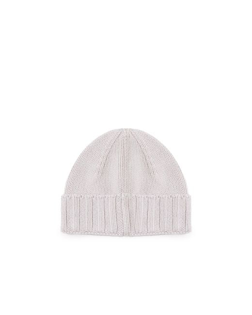Giuliano Galiano White Ribbed Cuff Beanie Hat for men