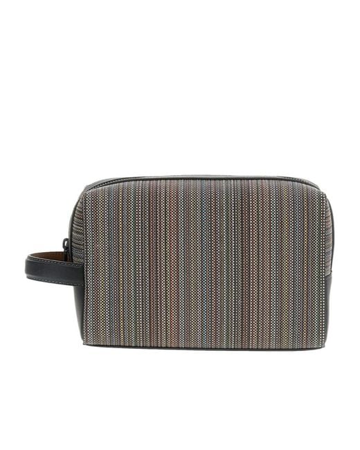 Paul Smith Gray Multistripe Signature Stripe Wash Bag for men