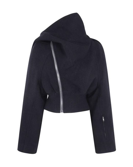 Rick Owens Blue Asymmetric-Zip Jacket