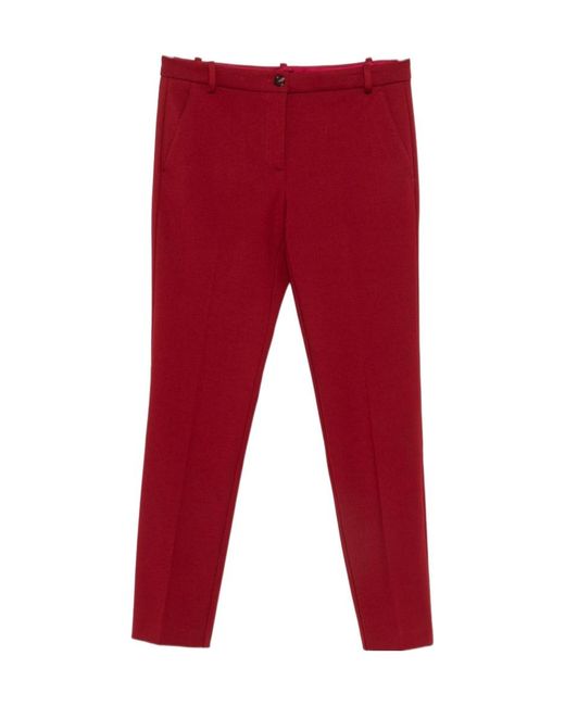 Pinko Red Belt-Loop Buttoned Trousers