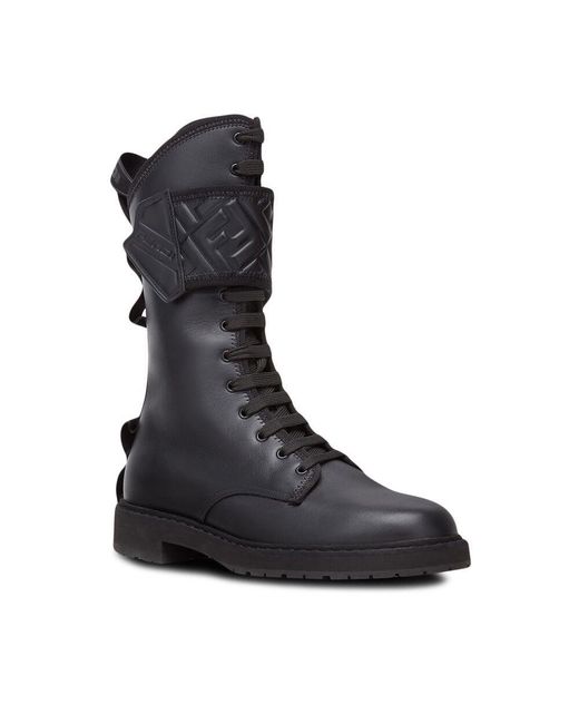 Fendi Black High Ankle Biker Boots