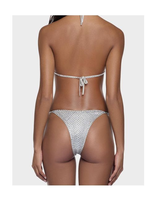 Oseree White Crystal-Embellished Bikini