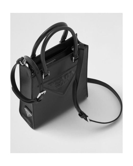 Prada Black Leather Logo Todd Handbag