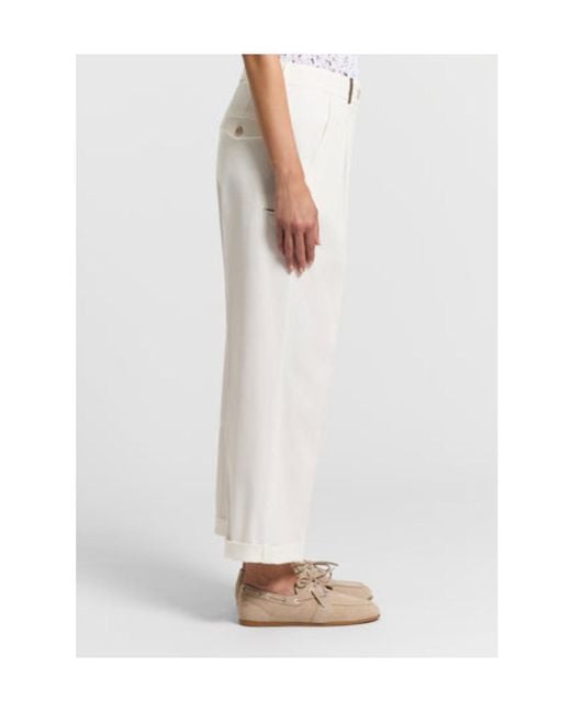 Peserico White Cuffed Straight-Leg Pants