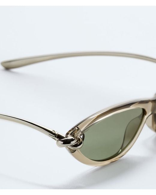 Bottega Veneta Green Knot Cat Eye Sunglasses