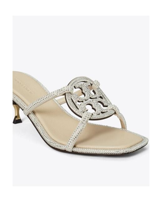 Tory Burch White Miller Embellished Sandals