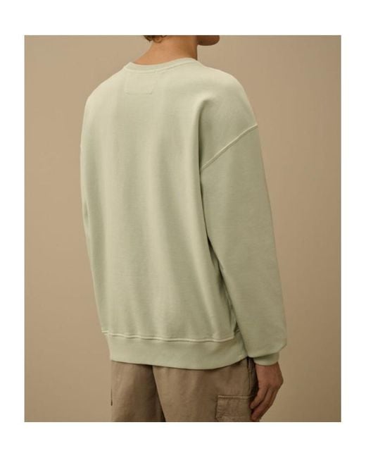 C P Company Green Logo Embroidered Crewneck Sweatshirt for men