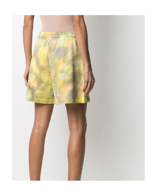 MSGM Yellow Tie-Dye Track Shorts