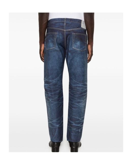 Junya Watanabe Blue Distressed Straight Leg Jeans for men