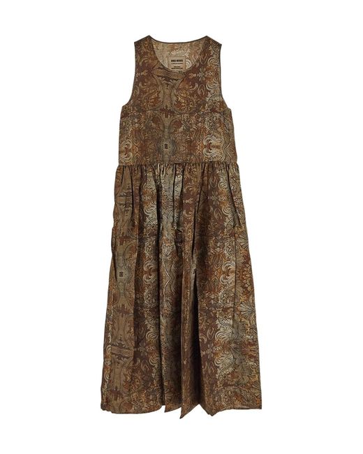 Uma Wang Brown Floral Pattern Dress