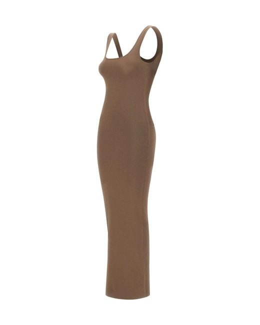 Entire studios Brown Square-Neck Knitted Midi Dress