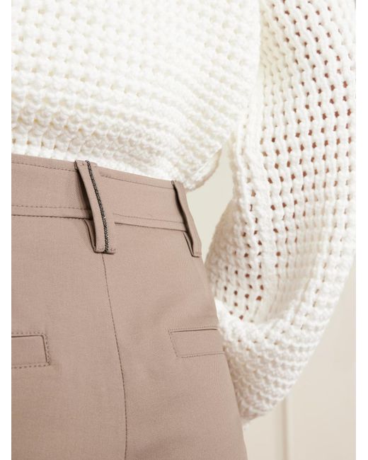 Brunello Cucinelli Natural Concealed-Fastening Cigarette Trousers