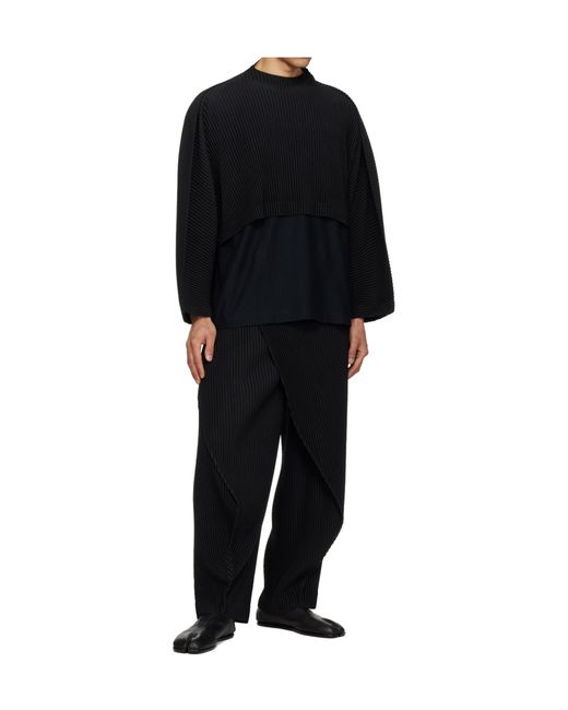 Homme Plissé Issey Miyake Black Pleated Drop-Crotch Trousers for men