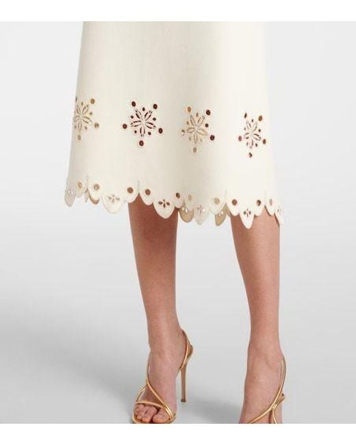 Altuzarra White Melly Fan-Shaped Crepe Midi Skirt