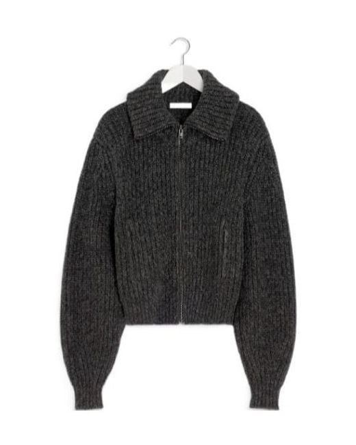 Lemaire Black Zip-Up Knitted Cardigan
