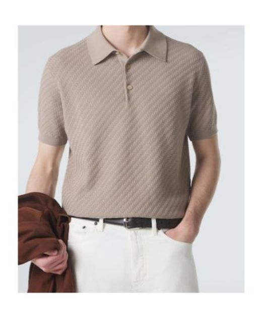 Brioni White Cotton, Silk And Cashmere Polo Shirt for men