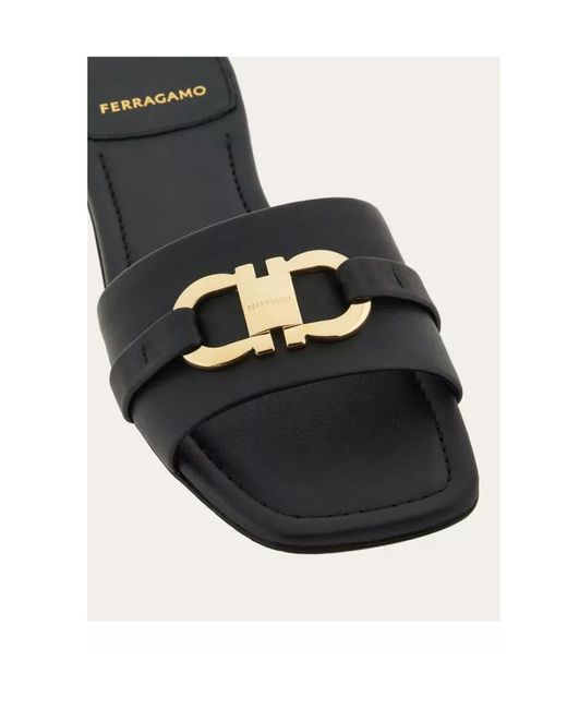 Ferragamo White Logo Plaque Flat Sandals