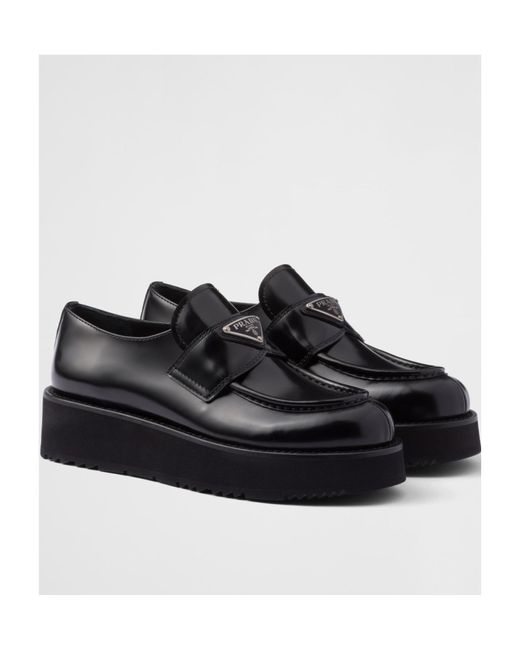 Prada Black Triangle-Logo Slip-On Loafers