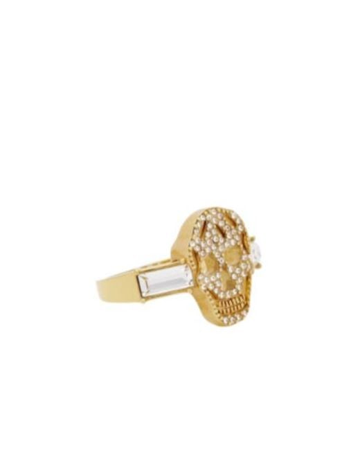 McQueen Metallic Pavé Skull Ring