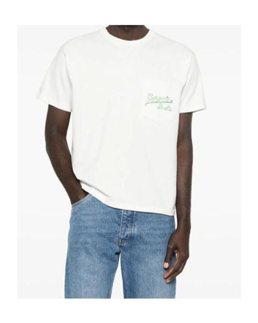 Bode White Geneva Beaded Pocket T-Shirt for men