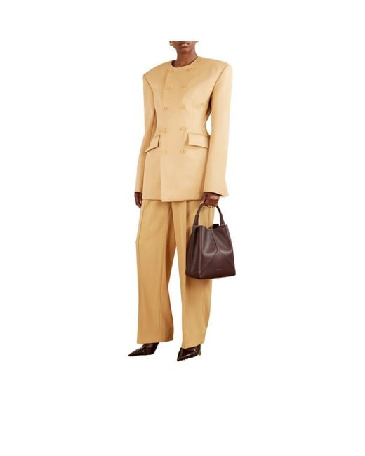 Victoria Beckham Brown Plie Structured Bucket Bag