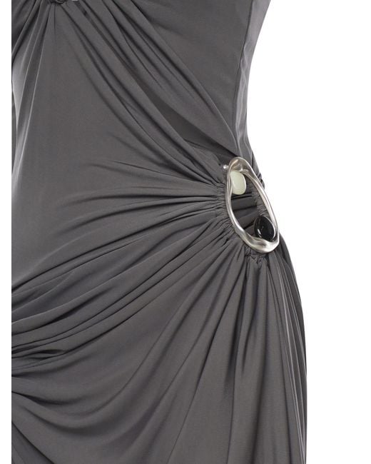 Christopher Esber Gray Orica Ruched Jersey Strapless Dress