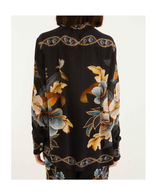Farm Rio Black Buttoned Floral Shirt