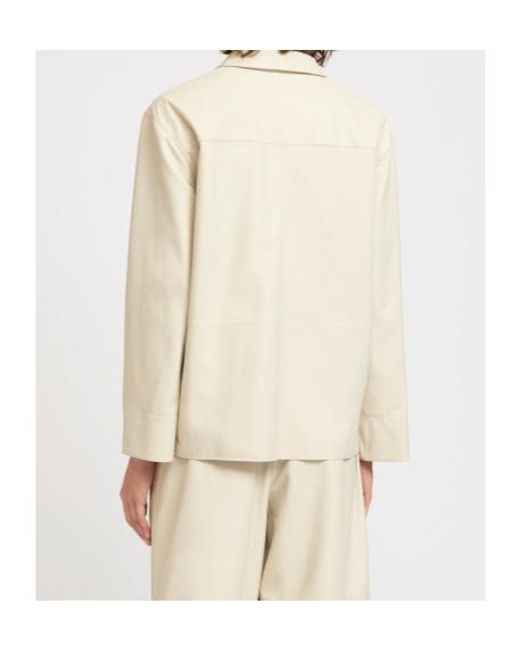 Yves Salomon White Button Leather Jacket