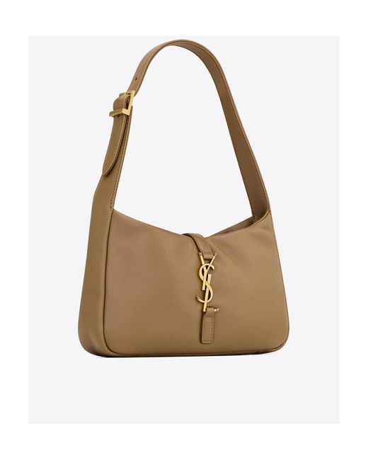 Saint Laurent Natural Le 5 À 7 Logo Plaque Hobo Bag