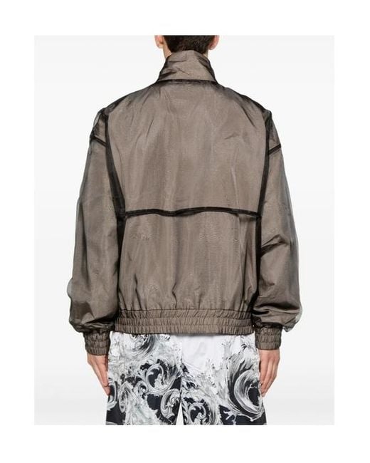 Versace Jeans Brown Logo-Print Zip-Up Jacket for men
