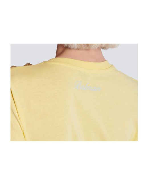 Balmain Yellow Buttons Draped T-Shirt