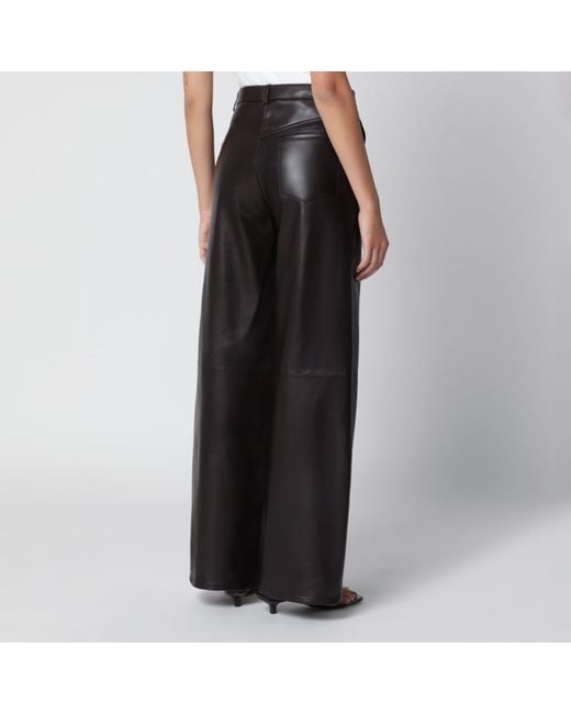 Nour Hammour Black Wide-Leg Leather Pants