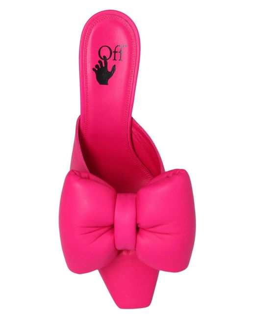 Off-White c/o Virgil Abloh Pink Allen Padded-Bow Leather Mules
