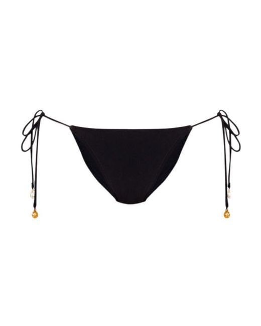 Tory Burch Black Solid String Knotted Bikini Bottom