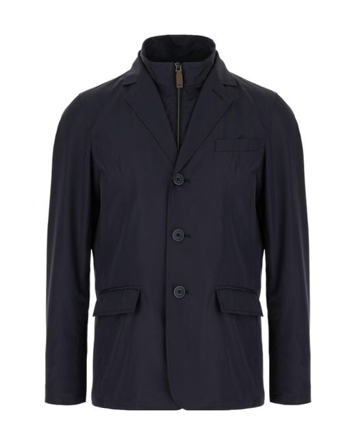 Herno Blue Long-Sleeved Casual Jacket for men
