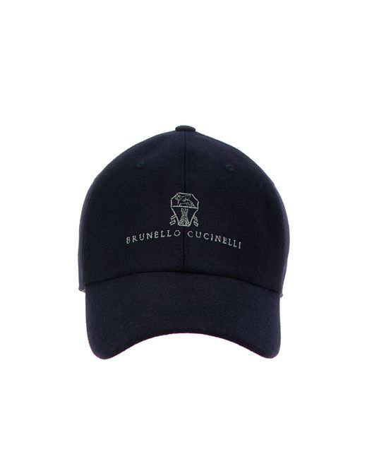Brunello Cucinelli Blue Logo Embroidered Baseball Cap for men