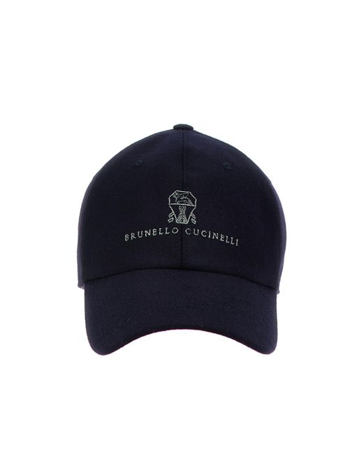 Brunello Cucinelli Blue Logo Embroidered Baseball Cap for men